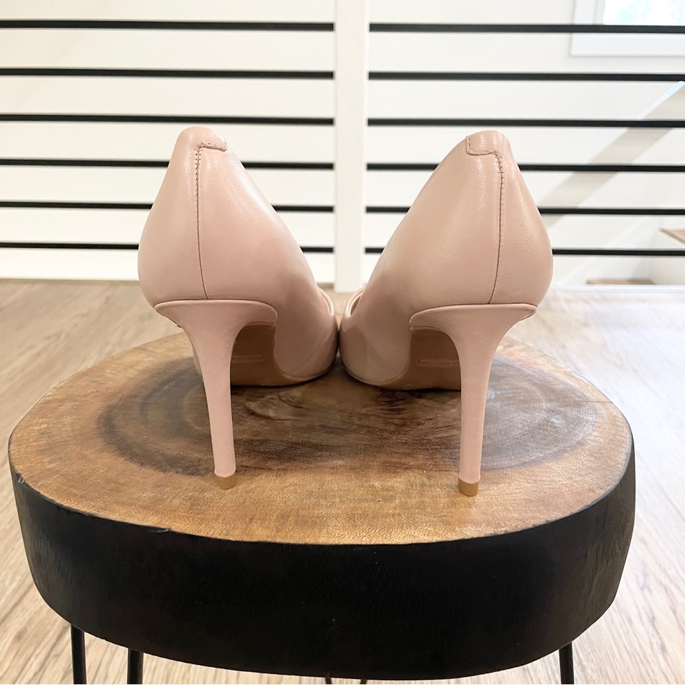 7.5 10 NINE WEST light tan blush neutral, leather pointed toe heels - Picture 8 of 10